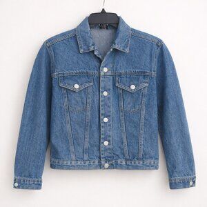Vintage Cropped Denim Trucker Jacket Medium Wash Women’s Small / Youth XL Unisex